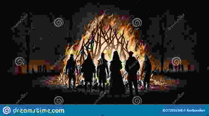 A Group Of Hooded Figures Gather Around A Bonfire In A Forest Clearing, Performing An Ancient Ritual. Field Guide To The Haunted Forest