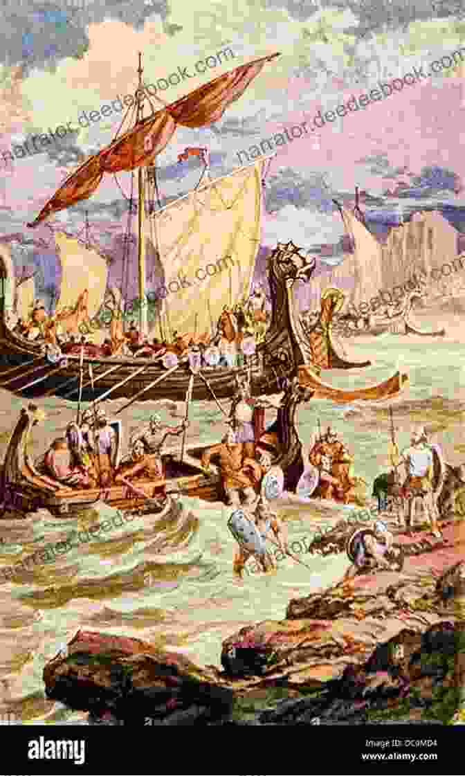 A Scene From The Norsemen Saga, Depicting A Viking Ship Approaching The Irish Coast Raider S Wake: A Novel Of Viking Age Ireland (The Norsemen Saga 6)