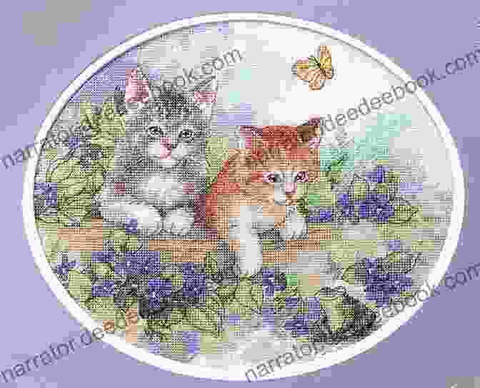 A Vibrant Cross Stitch Pattern Of A Playful Kitten Amidst A Field Of Flowers 7 Cats Cross Stitch Patterns Rue Du Chat