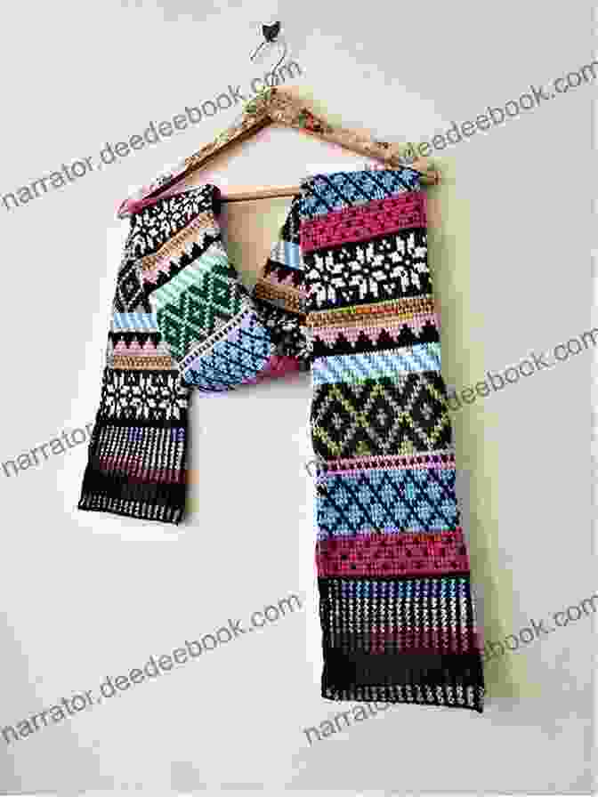 A Vibrant Fair Isle Tunisian Crochet Tapestry, Showcasing Intricate Motifs And Colorful Yarns. Fair Isle Tunisian Crochet: Step By Step Instructions And 16 Colorful Cowls Sweaters And More